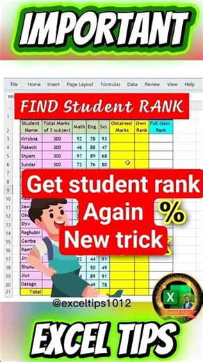 ranking excel | get rank in excel | rank excel | rank formula #shortsfeed #shorts #trending #excel