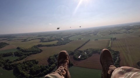 US Army 1st Infantry Fly Over Football Stadium