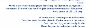 :Task 1Write a descriptive paragraph following the identified ... | Filo