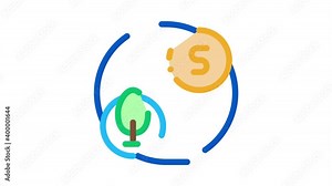 cycle of trees and money Icon Animation. color cycle of trees and money animated icon on white background