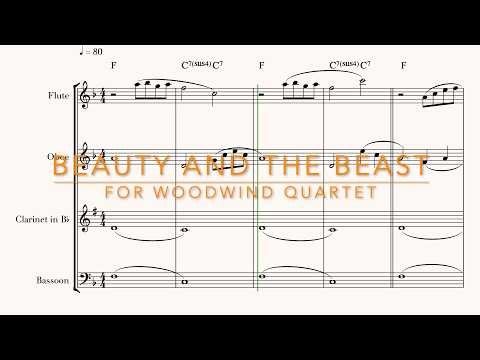 Beauty and the Beast – Woodwind Quartet (Sheet Music Score)