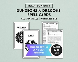 Dnd Spellcards, 5e, 2024, 2014, Dnd Spell Cards, Dnd Cards, Dnd Printable, Dnd Spellbook, Dnd Player, Dungeons and Dragons, Digital PDF - Etsy
