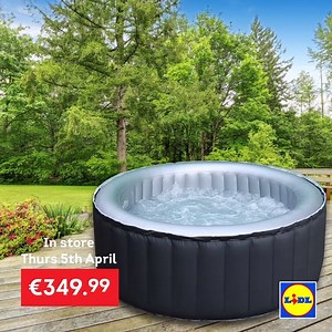 368K views · 2.4K reactions | Every now and then we all deserve a bit of luxury. With the MSpa® 700L Whirlpool Hot Tub you can have just that with room for up to 4 adults, 360° all-round bubbles and the ability to travel through space and time!  In stores Thursday 5th April for €349.99! | Lidl Ireland | Facebook