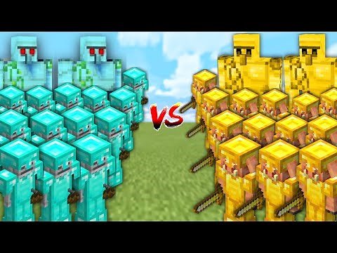 DIAMOND ARMY vs GOLD ARMY in Minecraft Mob Battle