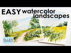 EASY Mini Watercolor Landscapes/ Step by step/ Composition tips