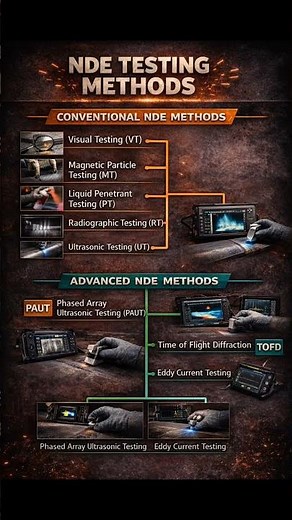 Complete guide to NDE testing methods – conventional and advanced techniques explained visually.