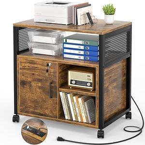 [Hot Item] Office Rustic Brown Filing Cabinet with Power Cord 0689