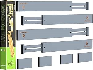 ANTOWIN Bamboo Drawer Dividers Organizers, Expandable Drawer Separators Splitter,17-22 inches Long Adjustable Spring-loaded Organizer for Large Utensil, Clothes, Tools Drawers (Grey)