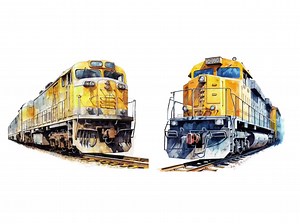 Diesel Train Clipart, 15 High Quality PNG and JPEG, Watercolor Union Pacific Train, Railroad Printables, Wall Decor Freight Engine Stickers - Etsy