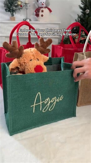 "Make Christmas Magical with a Custom Embroidered Gift Bag! 🎄✨ Personalized with your little one's name—perfect for holiday surprises! 💖🎁" Shop now👉https://bit.ly/48JKPFa | Forever Personalized Wear