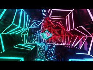 Abstract Background Video 4k VJ LOOP NEON Metallic Wireframe Tunnel Teal Red Satisfying Screensaver
