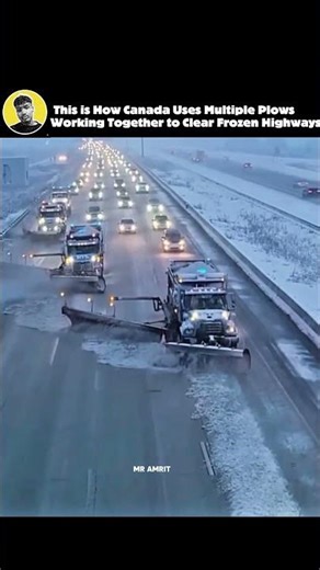How Canada Clears Frozen Highways Using Multiple Snow Plows ❄️🚜 #mramrit #ytshorts