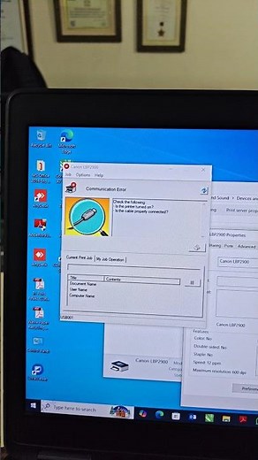 Canon LBP 2900 Communication Error. Check the followingIs the printer tumed on? #viral