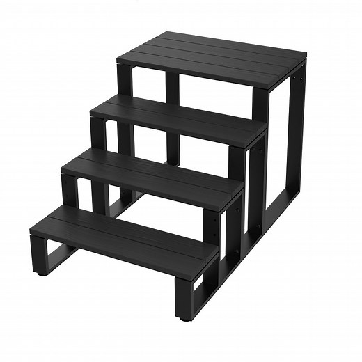 4-Tier Swim Spa Steps - Black Aluminum Spa Steps (No Hand Rails)