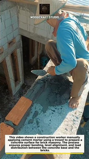 Manual Mortar Application for Brickwork Precision #construction #masonry #shorts