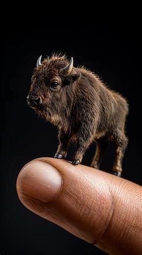 1 Day = 1 Animal | Tiny Pocket Baby Bison #cutepet #cuteanimals #fyp #bison #miniature