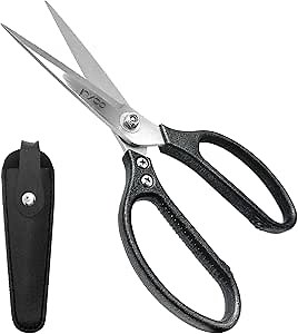 9-inch Heavy Duty Scissors: All Purpose Ultra Sharp Stainless Steel Shears with Protective Cover, Metal Handle, Easy Cutting Carpet, Cardboard, Wires, Leather, Fabric