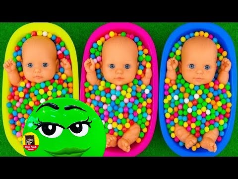 Full of 3 Rainbow BathTubs Candy with M&M's & Magic Slime Cutting Video