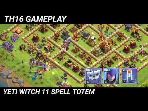TH16 Combo Serangan Yeti Witch 11 Totem | Clash Of Clans
