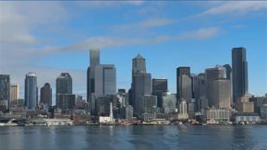 Sunny skies over Seattle from Bainbridge Island ferry