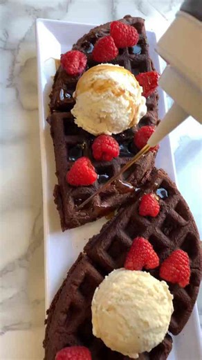 Homemade chocolate waffles soft and delicious