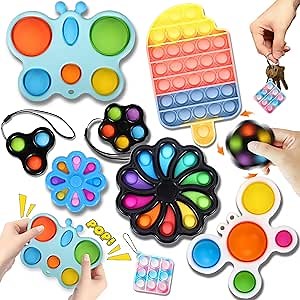 Arme Simple Dimples Digits Fidget Blocks Pop Toy Set Simple dimple Fidget Toys Pack Easy to Use, Easy to Carry Stress and Anxiety Relief Handheld Toys Set for Kids&Adults 8Pack