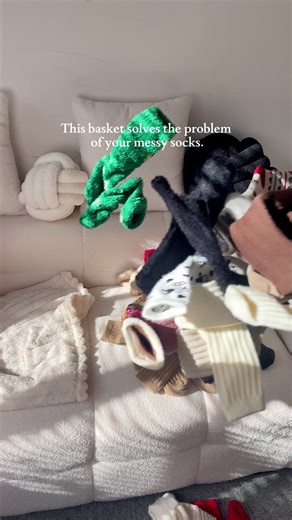 This basket solves the problem of your messy socks 🧦 #storage #roomdecor #storagehacks #organizedhome #fyp