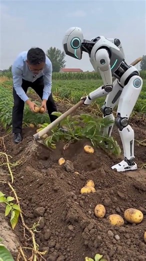AI Robot Digging Potatoes Like a Pro! #robotics #ai #robot #futuretech