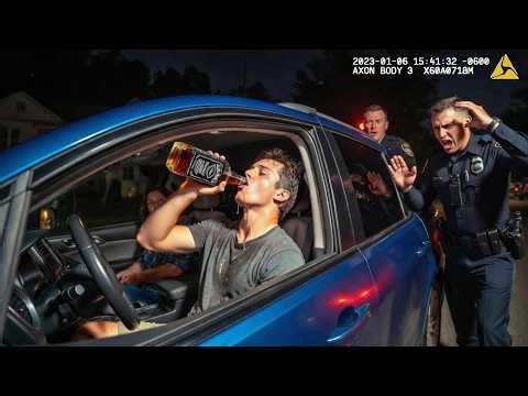Drunk Driver Drinks Whiskey During DUI Traffic Stop in Front of Police | Bodycam Footage