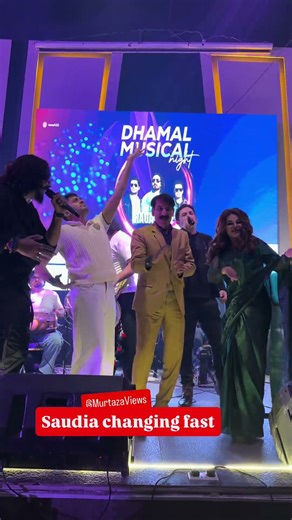 Rakhi Sawant, Iftikhar Thakur and Zayn Shah in the Saudi city of Damam