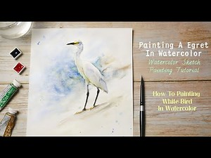 How to Paint white Bird, Bird Painting In Watercolor Tutorial, 水彩