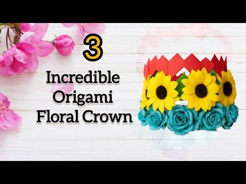 How to Make an Origami Floral Crown | Easy Paper Flower Crown Step by Step |"DIY paper Crown Making"
