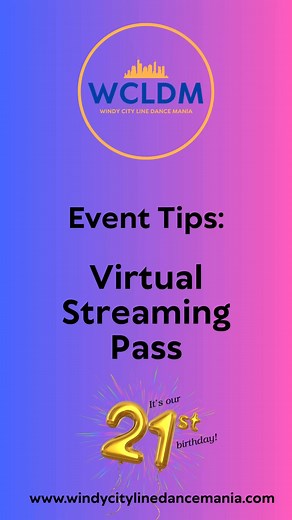 🚨EVENT TIP: Virtual Streaming Pass Want to know more about the Virtual Streaming Pass being broadcasted by 7 Arrow Media? Check out this video! To get more info, check out https://windycitylinedancemania.com! #wcldm #wcldm25 #21stbirthdaycelebration #virtualstreamingpass #theflightdeck #eventtips | WCLDM