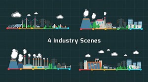 Animated Flat Design Industrial Energy Infographic Scenes