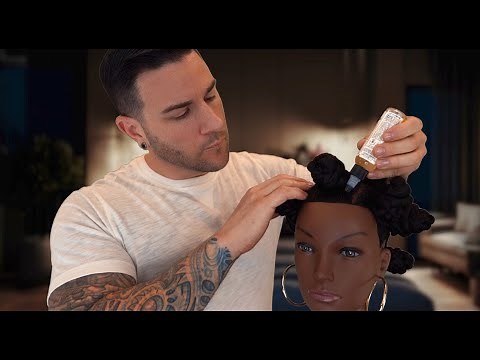 ASMR | Bantu Knots w/ Braiding Extensions Hairstyle