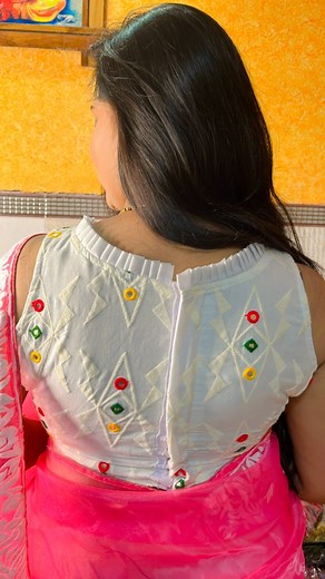 1.7K views · 66 reactions | Booking no 9082640473 Price 580/- free shipping *HighNeck Sleeveless Hakoba Blouse* Fabric :- *Pure Cotton Diable* Work :- *Chifli Pure Cotton* Height :- *14.5* Sleeve :- *SleeveLess* Color :- *4 White + 4 Off White* Pad :- *Yes* Lining :- *Double Cotton Lining* Pattern :- *HighNeck With Frill* Size :- *38+Margin* Open :- *Back with | Lavanya collection | Facebook