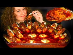 ASMR GREEN LIP MUSSELS | BOILED EGGS | SPICY BLOVES SMACKALICIOUS SAUCE | SLURPING SOUNDS |ASMR FOOD