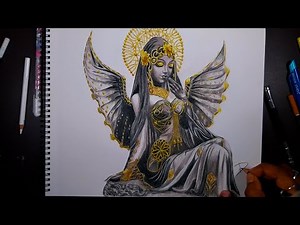 Drawing a Black Angel, warning very captivating drawing: A Timelapse Journey