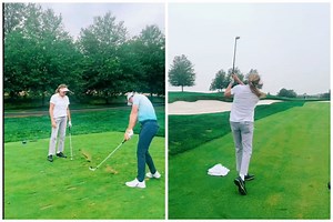 Watch: Laurie Canter gives golf lessons to Caitlyn Jenner ahead of LIV Golf Bedminster