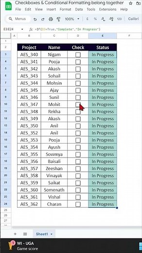 🙏How to create conditional checkboxes google sheet #excel #exceltech #shortvideo #shorts