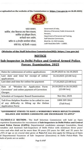 SSC CPO Notification Out 2025 #ssc #notification #generalknowledge