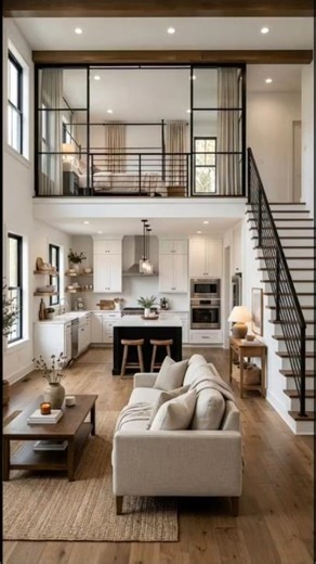 Modern Loft House Design ✨ Open Space Kitchen & Cozy Living Room
