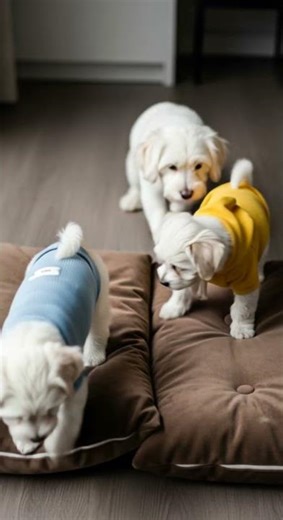 Playful Bichon Puppies ❤️💕 One Stays Cozy, Watch Their Adorable Tricks #puppies #bichonfrise #cute