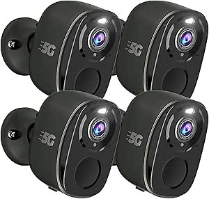 4PCs 2K Security Camera Wireless Outdoor, Surveillance Indoor Home Camera, Battery Powered WiFi Security Cameras with Color Night Vision, AI Motion Detection, 2-Way Audio, IP65, SD/Cloud, Works Alexa