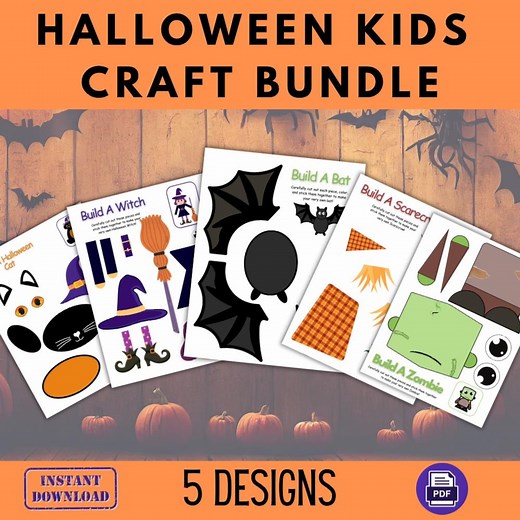 Halloween Craft Bundle, 5 Cut and Paste Activities, Kids Printable Craft, DIY Halloween Craft Printables, Instant Download, PDF - Etsy