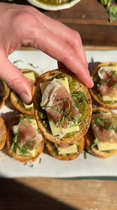 54K views · 582 reactions | Pesto, Cheddar & Prosciutto Crostini #ad | Crowded Kitchen | Facebook