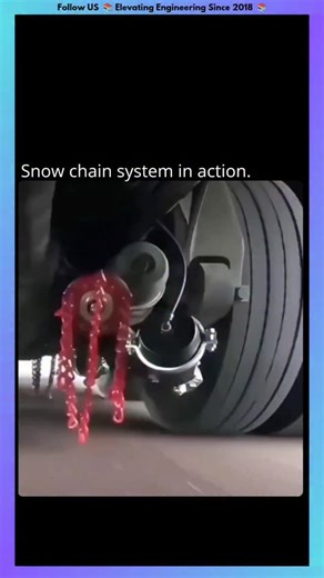 World of Technology (WOT) on Instagram: "❓❄️ Ever wondered how vehicles conquer icy roads safely? 🚗 A snow chain system wraps chains around a vehicle’s tires, providing extra grip on snow and ice. 🛠️ The chains dig into the slippery surface, increasing friction and preventing tires from spinning uncontrollably. 🌨️ Snow chains are especially useful on steep inclines or mountain passes, where regular tires often fail. ⚙️ Modern systems can be automatic: a mechanism tightens chains around the ti