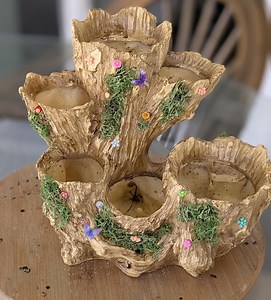 Fairy Garden Resin Planter With Moss & Butterflies, 7 Tree Stump Pot With Drainage, Free Shipping, Whimsical Floral Decor. - Etsy