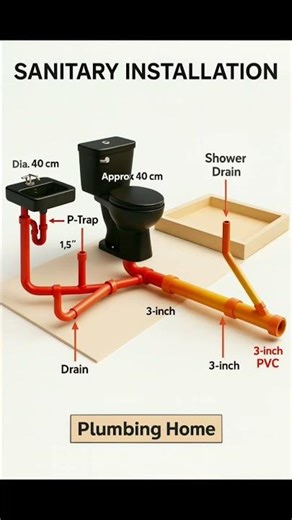 Sanitary Installation and Plumbing | Basic Knowledge for Civil Engineering | #Shorts #Building