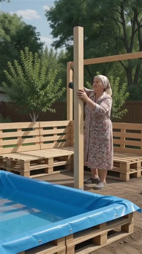 Беседка из поддонов и бассейн своими руками #garden